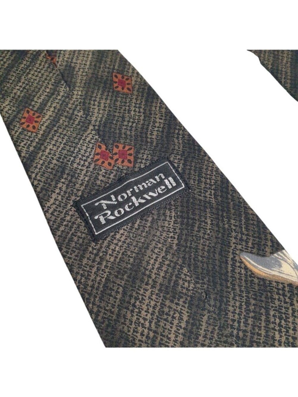 Norman Rockwell All Silk Baseball Scene Pattern Tie Multicolor 56 x 3.75 Inches - Picture 4 of 6